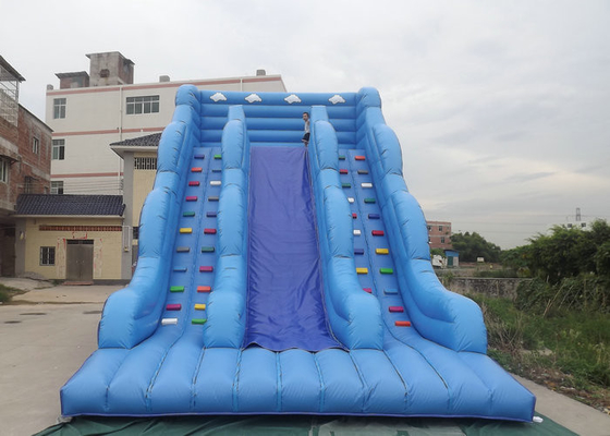 ปราสาท Bouncy พองด้วยสไลด์สีฟ้าตัวการ์ตูนพิมพ์