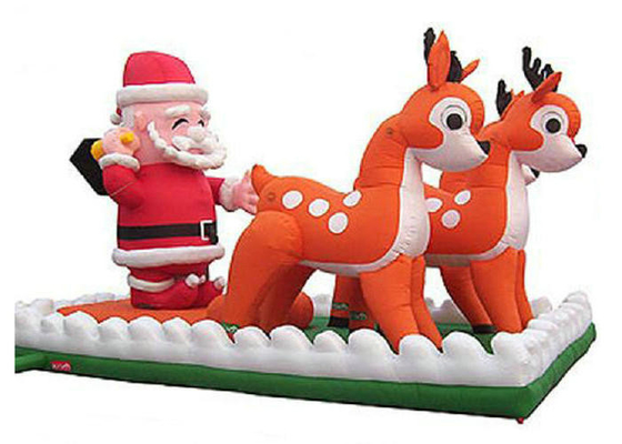 Santa ข้อเสนอตกแต่งวันหยุดทำให้พองด้วยกวางเรนเดียคู่ Line Stitched