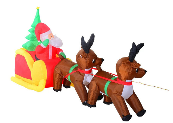 Santa ข้อเสนอตกแต่งวันหยุดทำให้พองด้วยกวางเรนเดียคู่ Line Stitched