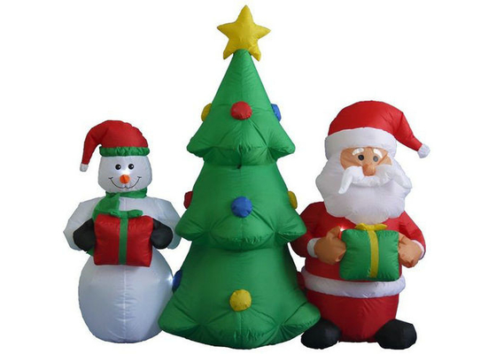 LED Lighted Blow Up ตกแต่งคริสต์มาสไม่มีกลิ่นฉุน PVC เคลือบไนล่อน