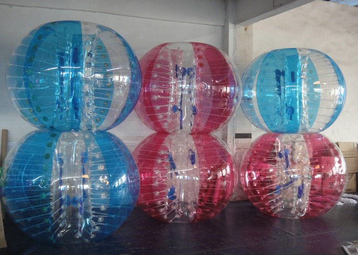 ลูกโป่งที่มีสีสันทำให้พองลูก Zorbing ลูกฟุตบอลกันชนสำหรับเล่นกลางแจ้ง