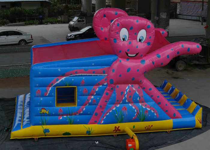 ลวดลาย Octopus พอง Bouncy ปราสาทพิมพ์สีสันด้วยสไลด์