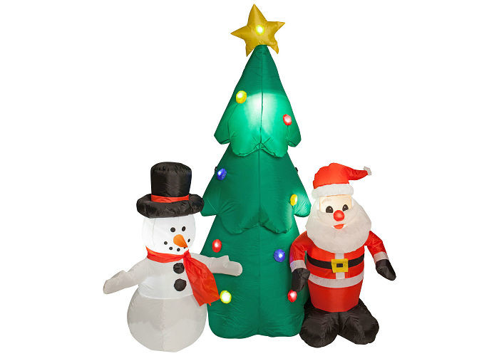 LED Lighted Blow Up ตกแต่งคริสต์มาสไม่มีกลิ่นฉุน PVC เคลือบไนล่อน